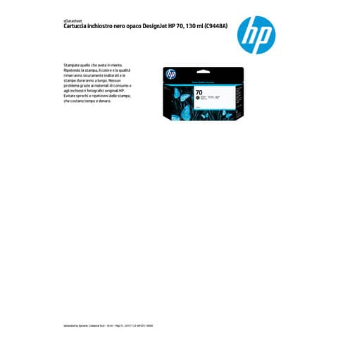 Cartuccia inkjet ink pigmentato 70 HP nero opaco C9448A